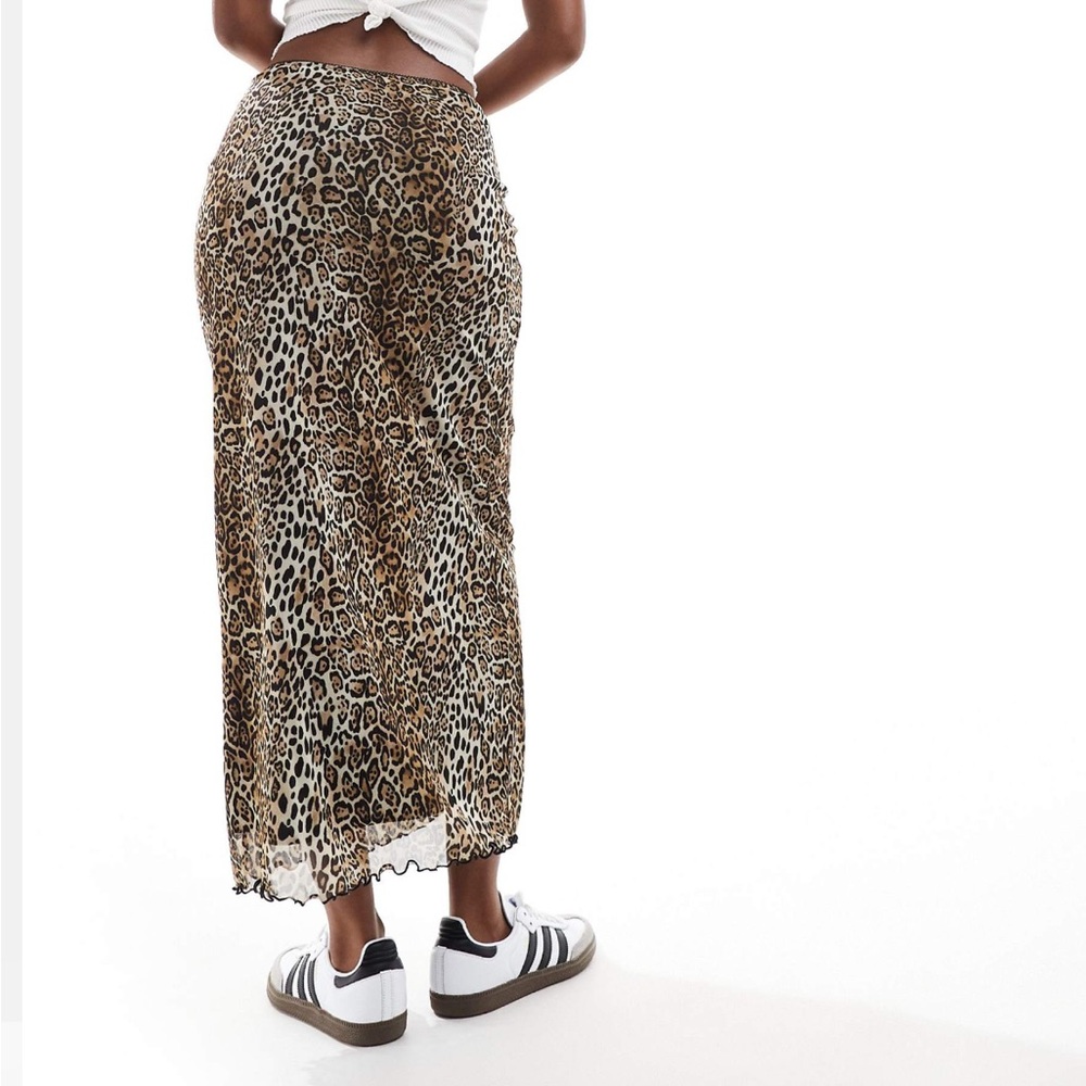 ASOS mesh midi skirt in leopard print - Picture 3 of 7